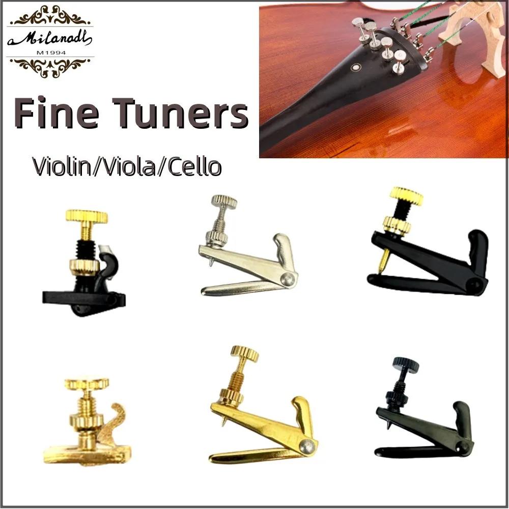 4pcs Violin Fiddler Fine Tuners Spinner Adjuster Strings Hooks 4/4 3/4 1/2 1/4 1/8 Black/ Golden/Silver/ Hill-style,violin parts