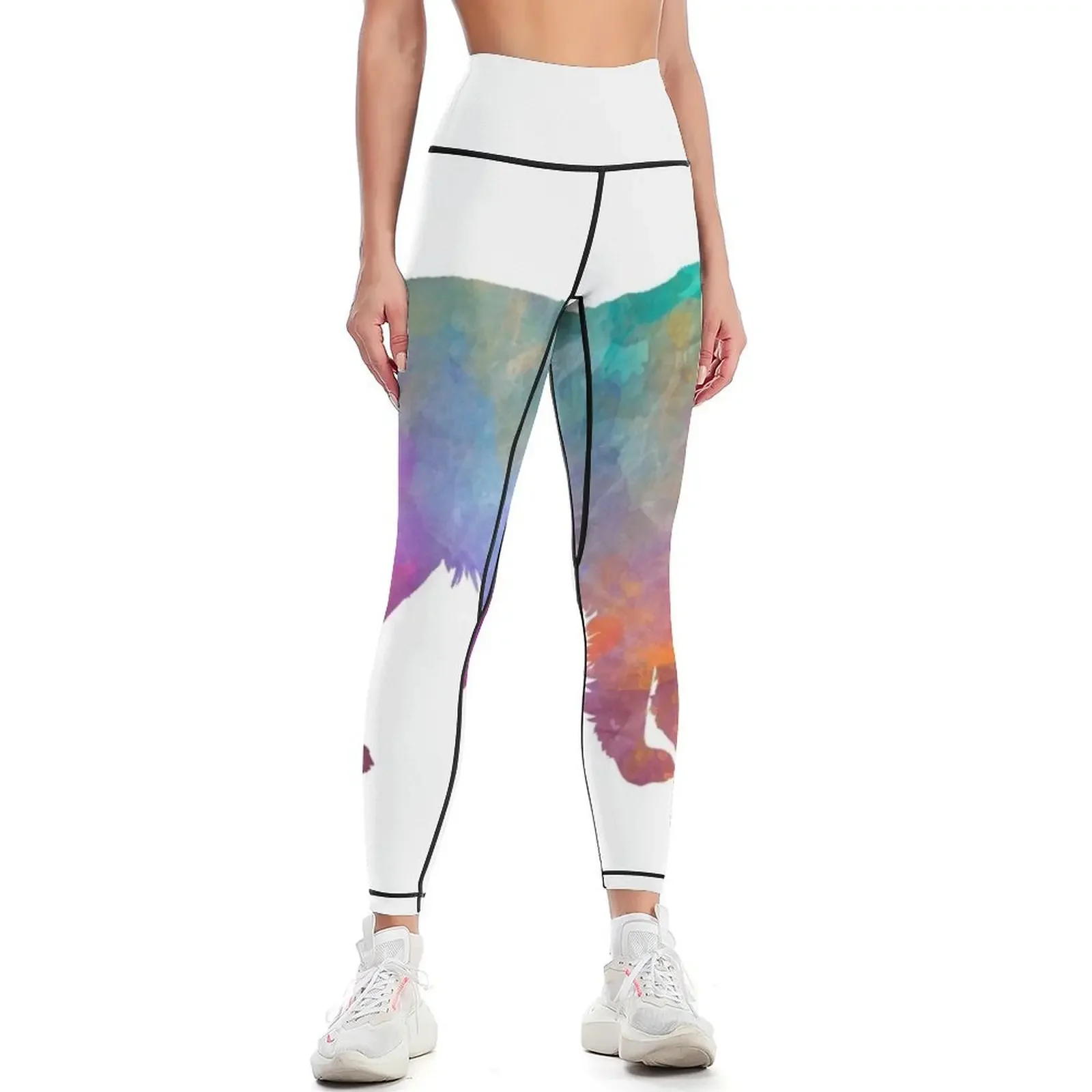 

Flat Coated Retriever in watercolor Leggings push up fitness Women's pants gym pants gym womans Womens Leggings