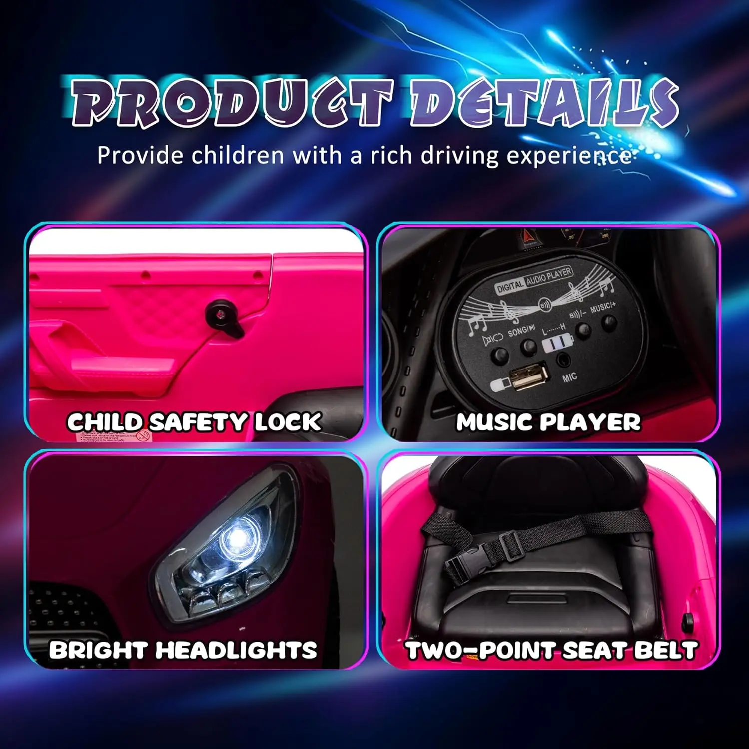 350 12V Ride On Car Truck para crianças, passeio elétrico em brinquedos com controle remoto para pais, suspensão de mola, rodas elétricas para meninas com B