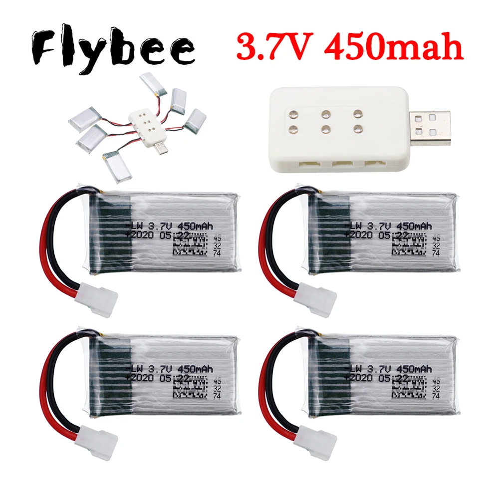 3,7 В 450 мАч Lipo аккумулятор/зарядное устройство 6-в-1 для H107 H31 KY101 E33C E33 U816A V252 H6C 25C RC Quadcopter Drone Battery Запасные части