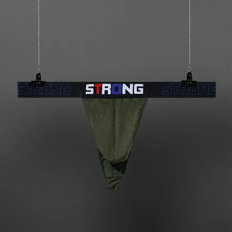 Sexy Low Rise Thong Mens Underwear Modal String Sissy Gay T Back Lingerie Plus Size Letter Sexy Tanga Hombre