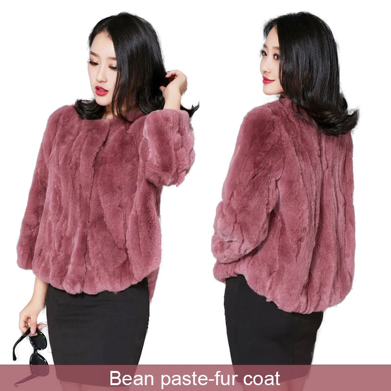 Winter Natural Real Rex Rabbit Fur Coat Jackets Women Luxury Short Korean Loose Size Furry Thick Warm Crew Neck Woman Clothes