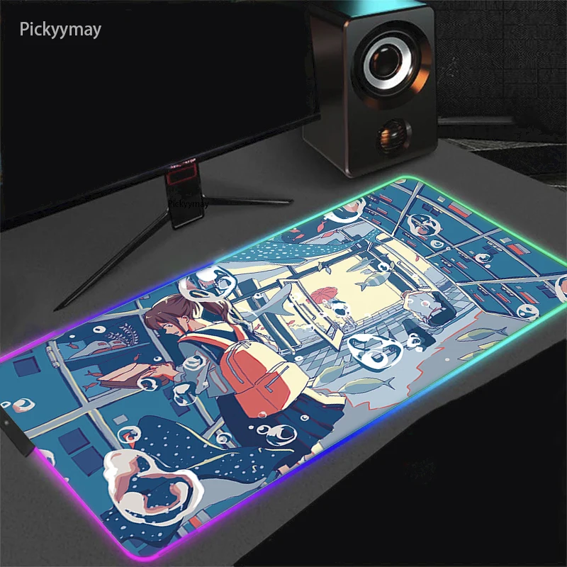 RGB 대형 게임용 마우스 패드, LED 백라이트 카펫 마우스 게이머 Pc Gabinete 키보드 마우스 패드 데스크 매트 컴퓨터 카펫 마우스 패드