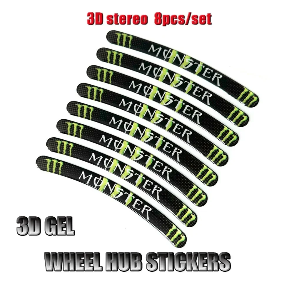 Monster Energy Car Wheel Stickers 13-19 Inch Universal Motorcycle Tire Modification Waterproof Drip Glue Decorative Stickers