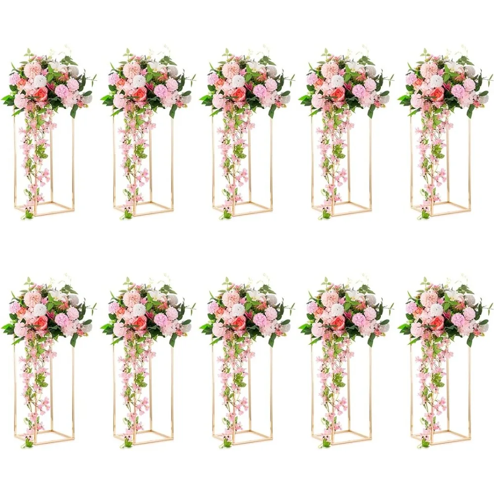 

Wedding Accessories 10 Pcs Metal Flower Stand 23.6in Rectangular Geometric Flower Rack for Wedding Decorations Weddings Events