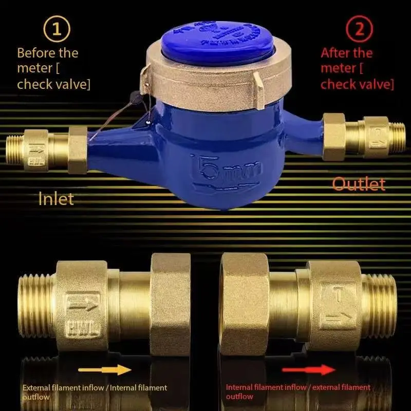 Startseite Wasserzähler Rückschlagventil Vertikaler Haushalt Anti-Rückfluss 1/2" 3/4" 1" Messing Horizontales Rückschlagventil Federrückschlag