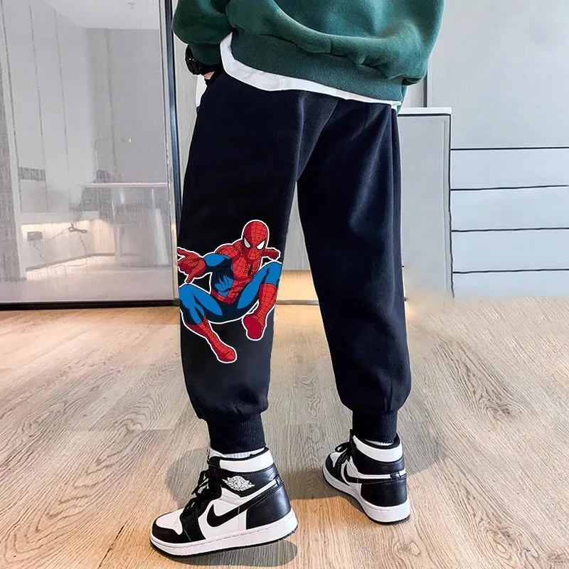 

Marvel animation peripheral Spider-Man cartoon boys' pants autumn and winter loose outer sports trousers new fleece sweatpants