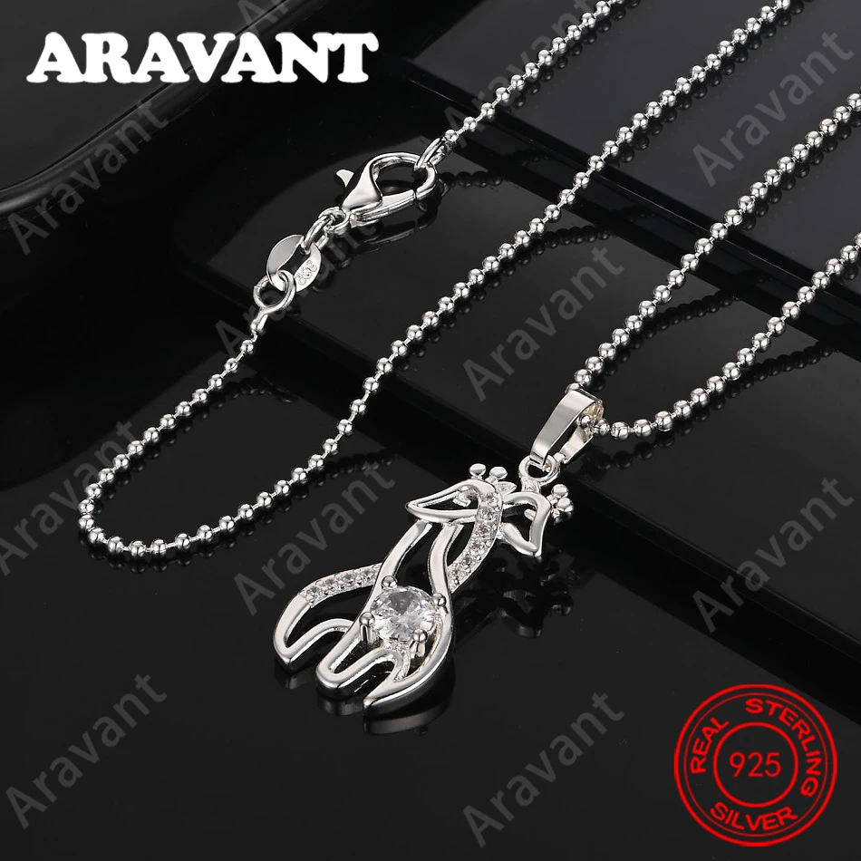 925 스털링 실버 사슴 모양 큐빅 펜던트 목걸이 일상 액세서리 여성용 심플하고 우아한 주얼리