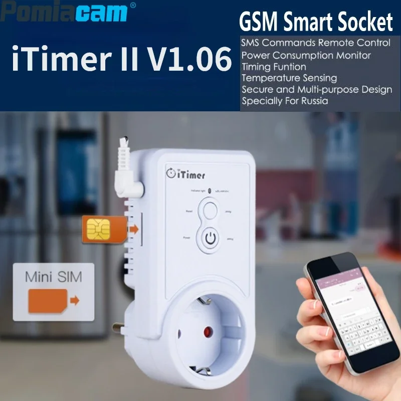 GSM Smart Power Plug Socket Switch Outlet With Temperature Sensor Russian SMS Intelligent Relay Switch Home Automation