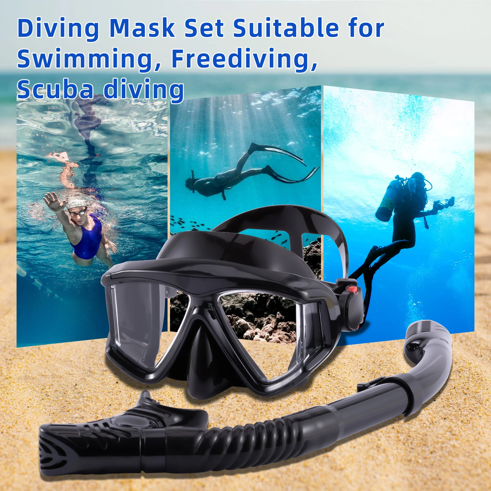 

Dry Snorkel Set for Adults, 180 Degree Panoramic View Diving Mask Swimming Tube Set, Swim Snorkeling Gear