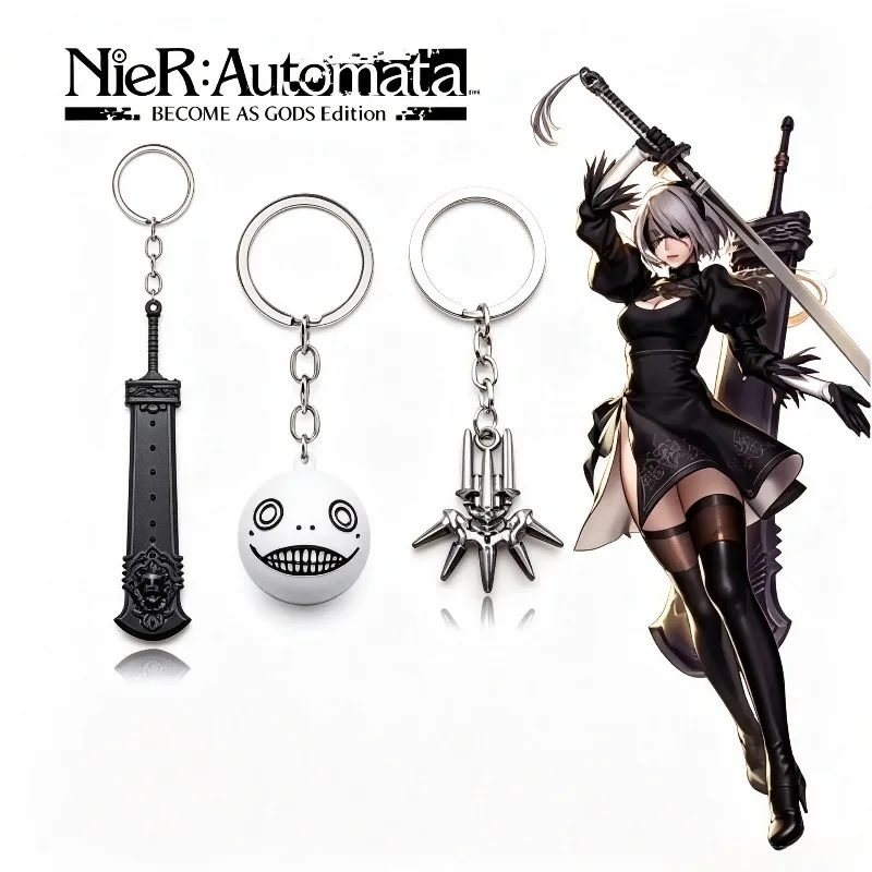 Popular Game NieR Automata YoRHa Keychains No. 2 Type B Beastlord Sword Oddity Emil Metal Charm KeyChain Cosplay Gifts