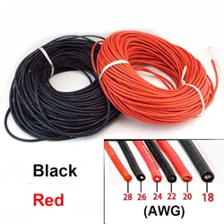 Soft Silicone red black Wire 18AWG 20AWG 22AWG 24AWG 26AWG 28AWG Heat-resistant Car Battery Automotive Electrical Power Cable