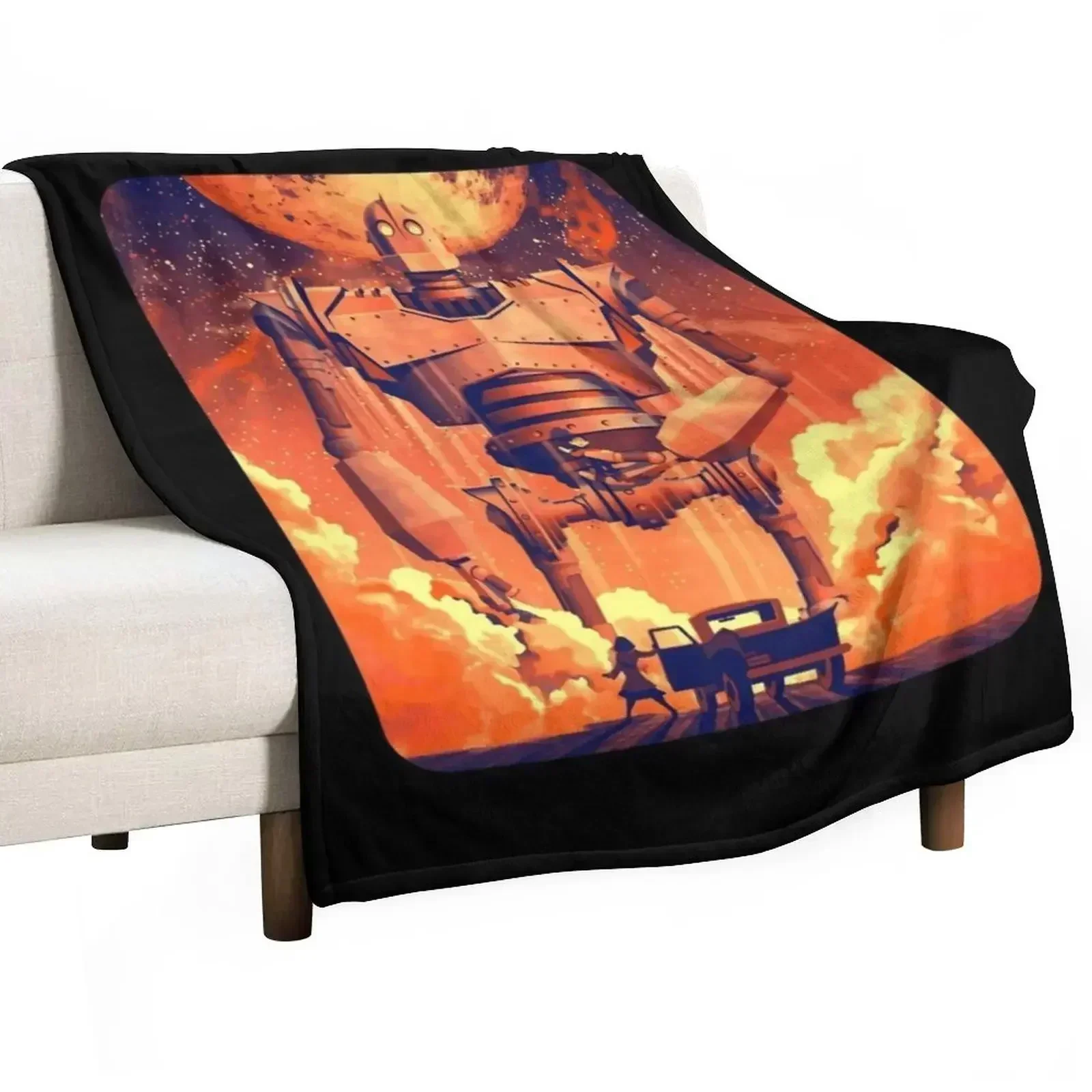 Iron Giant Throw Blanket Soft Plush Plaid Extra Large Throw Sofa Quilt For Decorative Sofa Plaid Flannel Fabric Blankets
