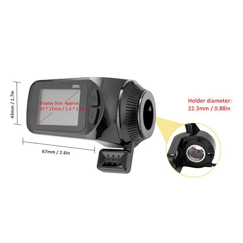 

A99I-2X 24V/36V/48V S886 Ebike LCD Display Panel Thumb Throttle For Electric Bicycles E-Scooter