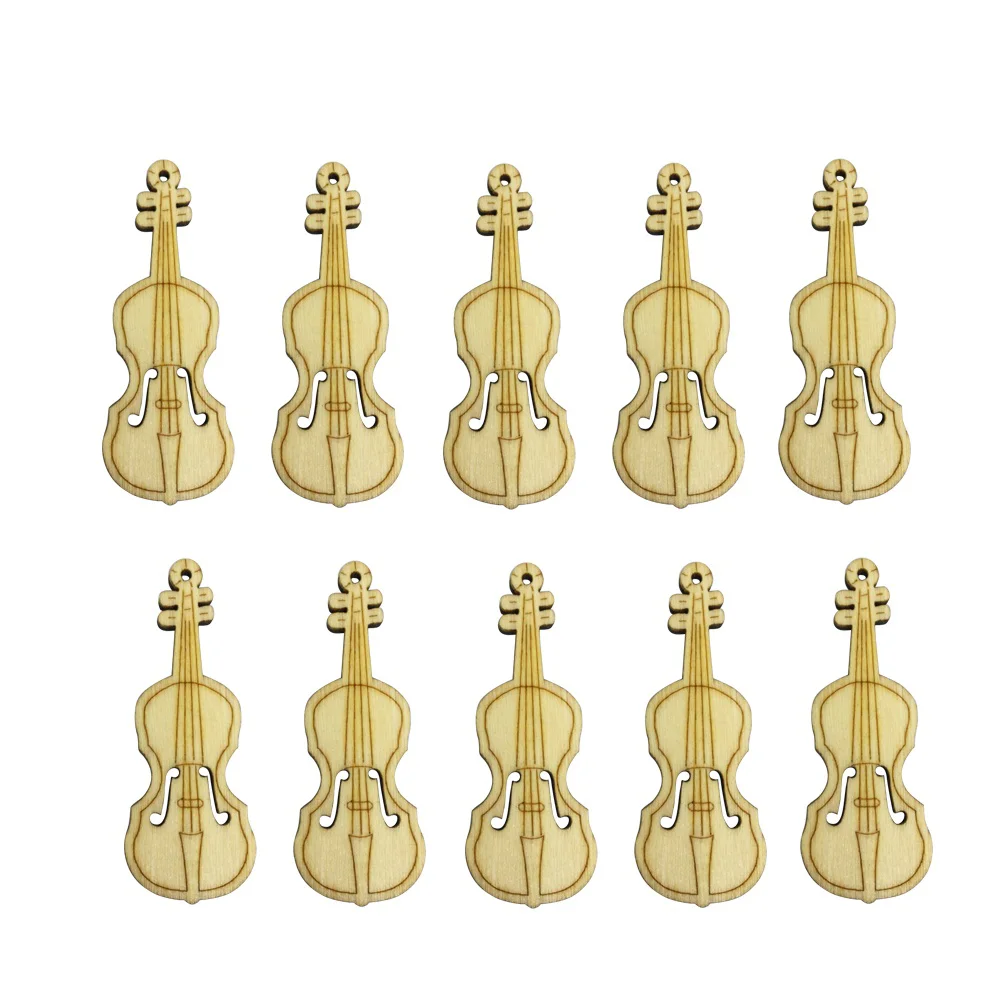 20 Pcs Mini Musical Instrument Wood Crafts Handmade Guitar Miniature DIY Ornaments