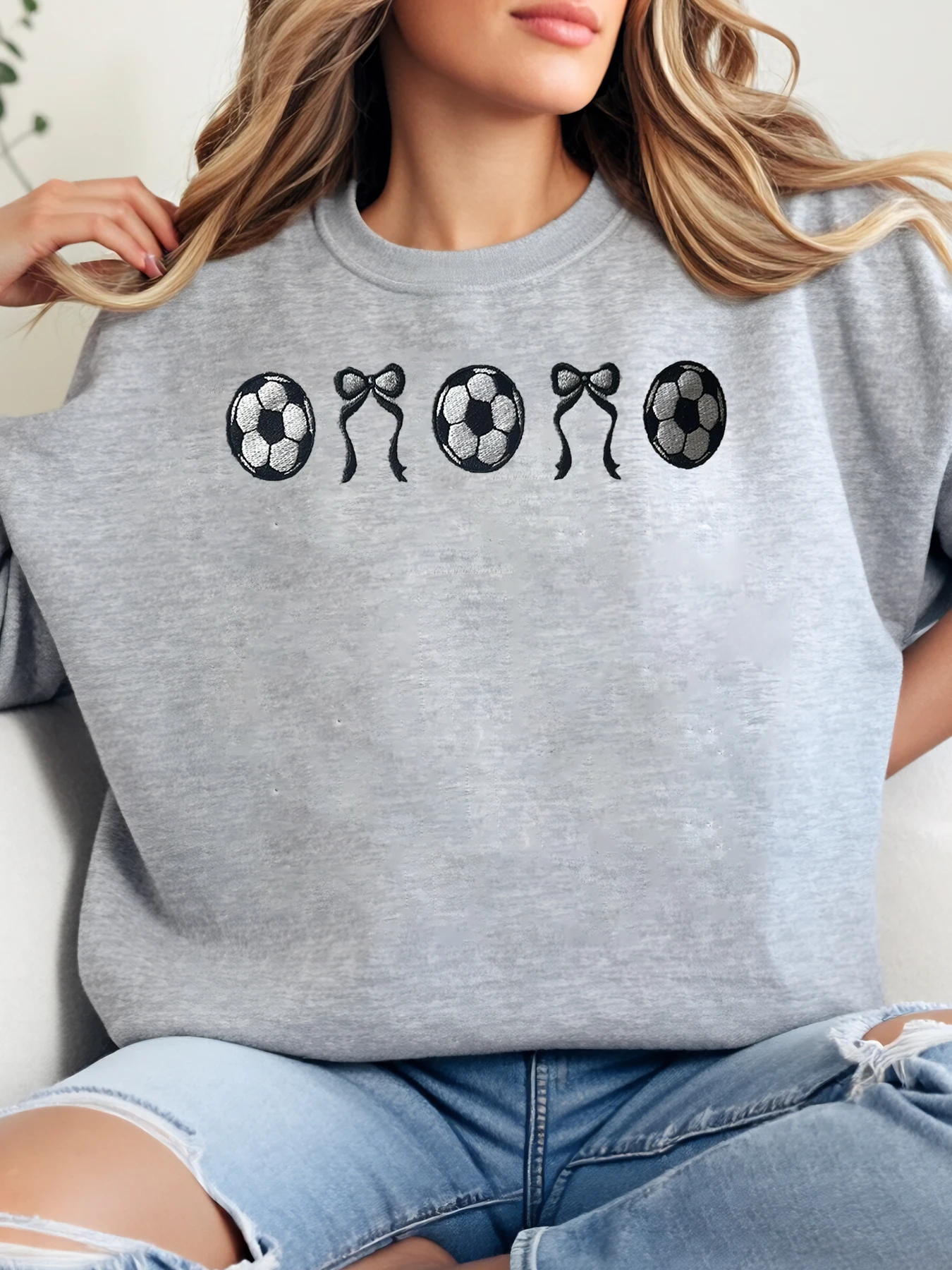 축구공과 활 프린트 크루넥 스웨트셔츠 축구 시즌 여성 캐주얼 탑 일상복 플러스 사이즈