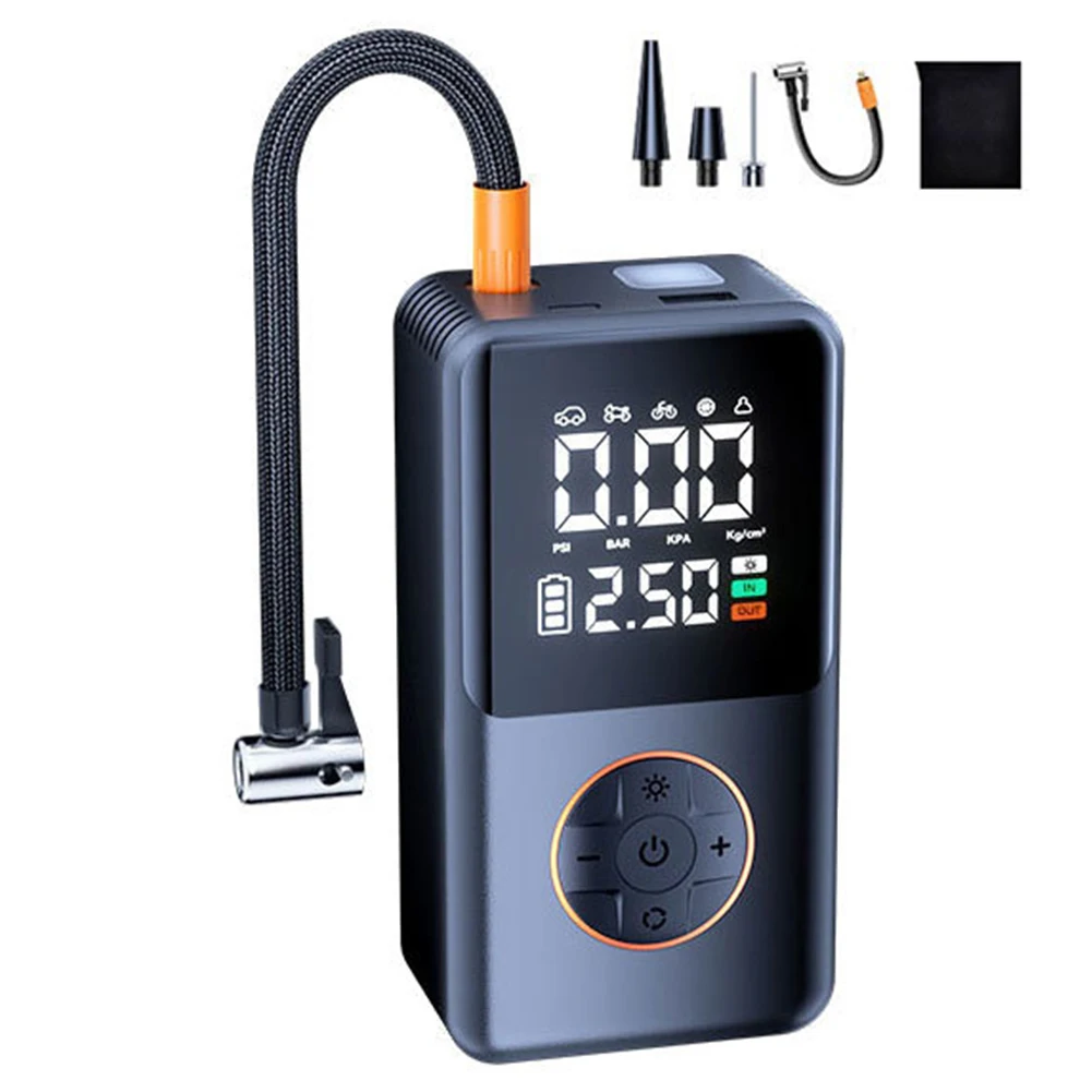 Car Wireless Air Pump USB Rechargeable Bicycle Air Compressor Power Display Car Tire Inflator for Automobile Bicycle Ball