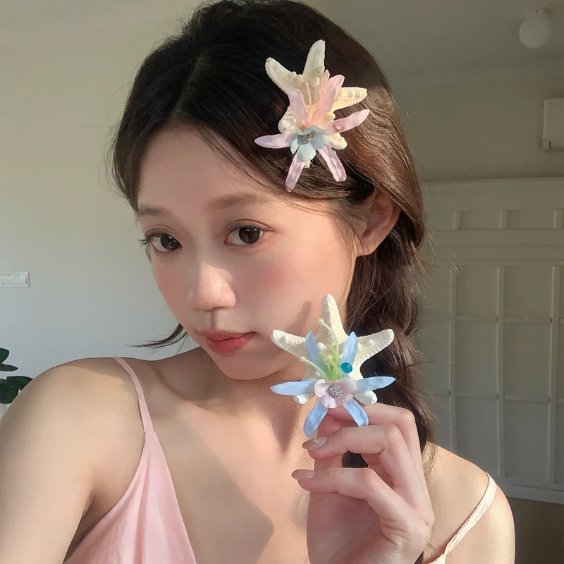 

Океанская морская звезда, коготь для волос для женщин, реалистичные милые заколки для волос в виде морской звезды, заколки для волос в виде краба, пляжные аксессуары для волос для отпуска