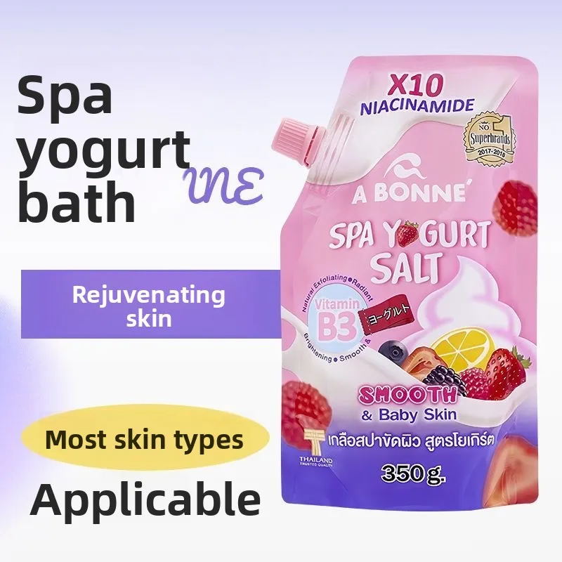 ملح استحمام للتنظيف والتقشير من BONNE SPA 350 جرام ملح استحمام مقشر حليب ليمون زبادي جل استحمام تايلاندي