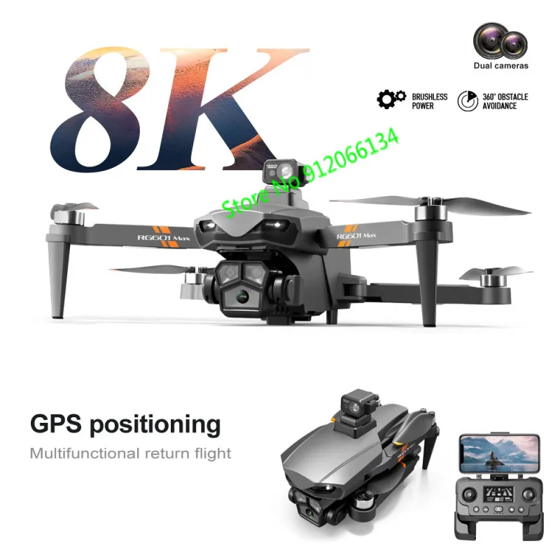 

Professional 8K HD Dual Camera Brushless RC Drone 2KM 5G Obstacle Avoidance GPS Auto Follow WIFI FPV Remote Control Quadcopter