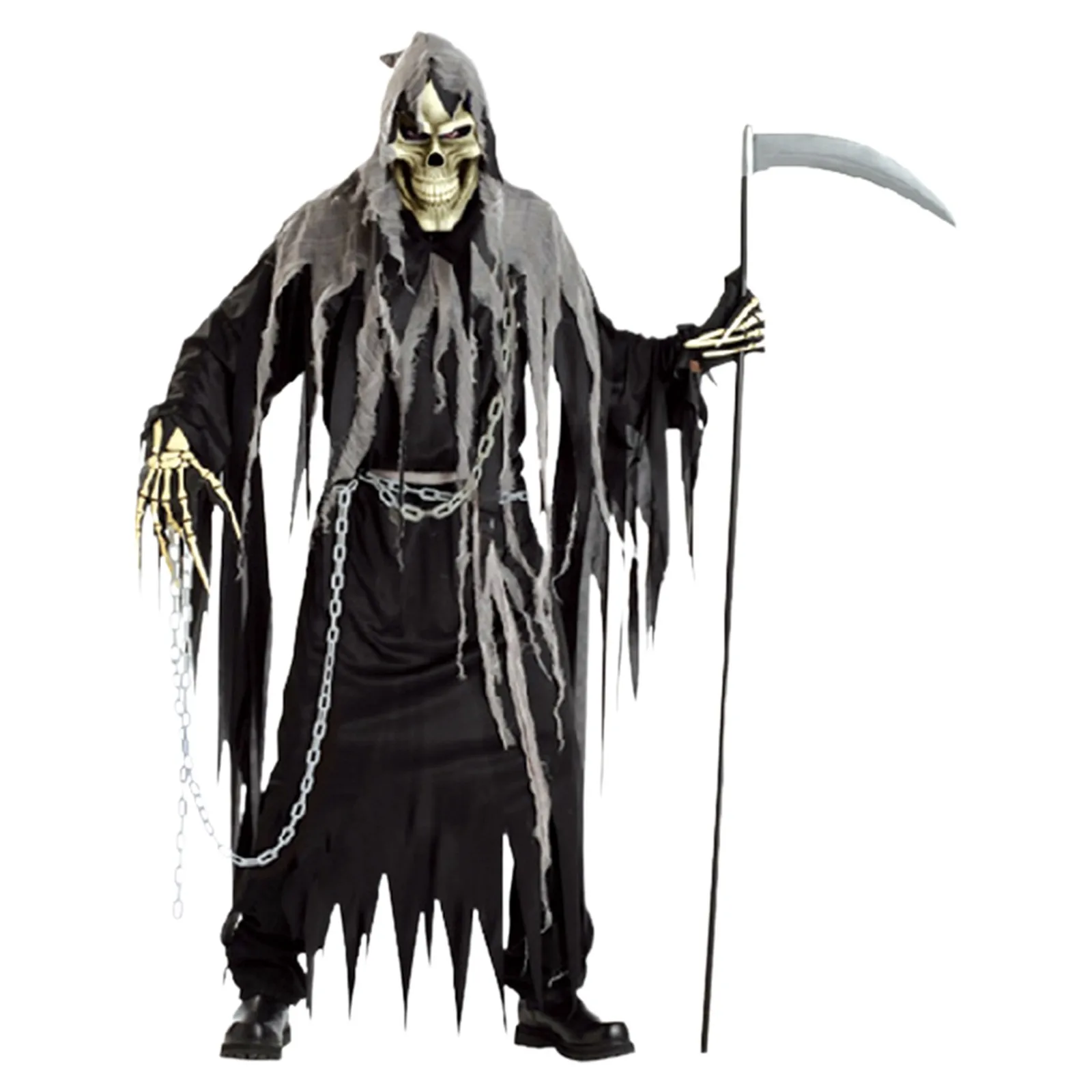 Halloween Carnival Party Performance Costumes Mysterious Scythe Monster Cosplay Costumes Terrifying God of Death Dressed Up