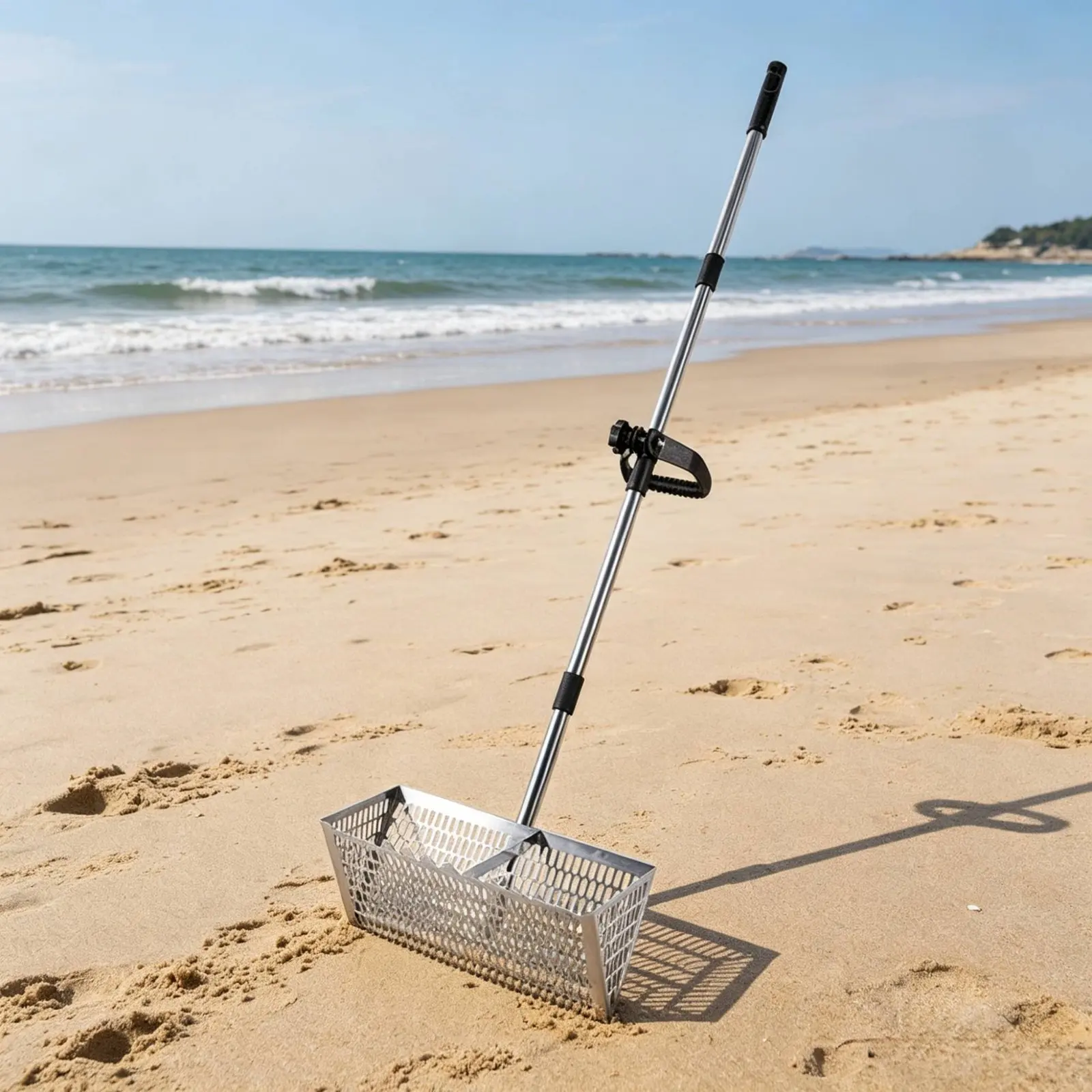 Serrated Rim Sand Rake Detachable Design Stainless Steel Beach Sifter Serrated Rim Sifter Multifunctional Sifting Tool Versatile