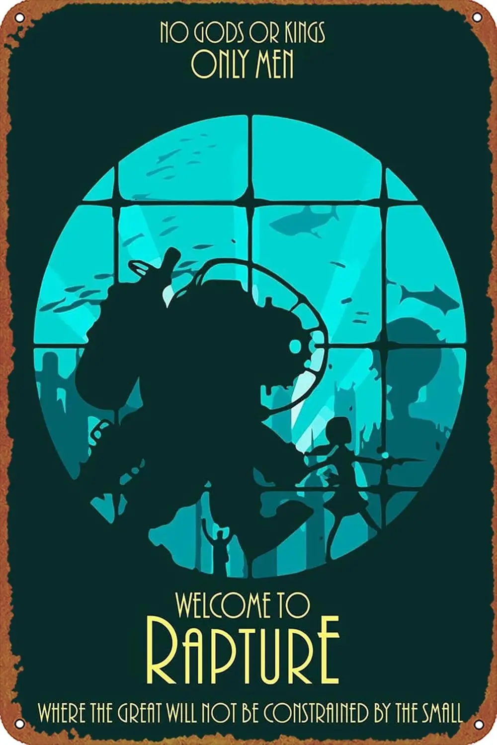 Bioshock Poster Retro Metal Sign Vintage Tin Sign for Cafe Bar Home Wall Decor 12 X 8 inch