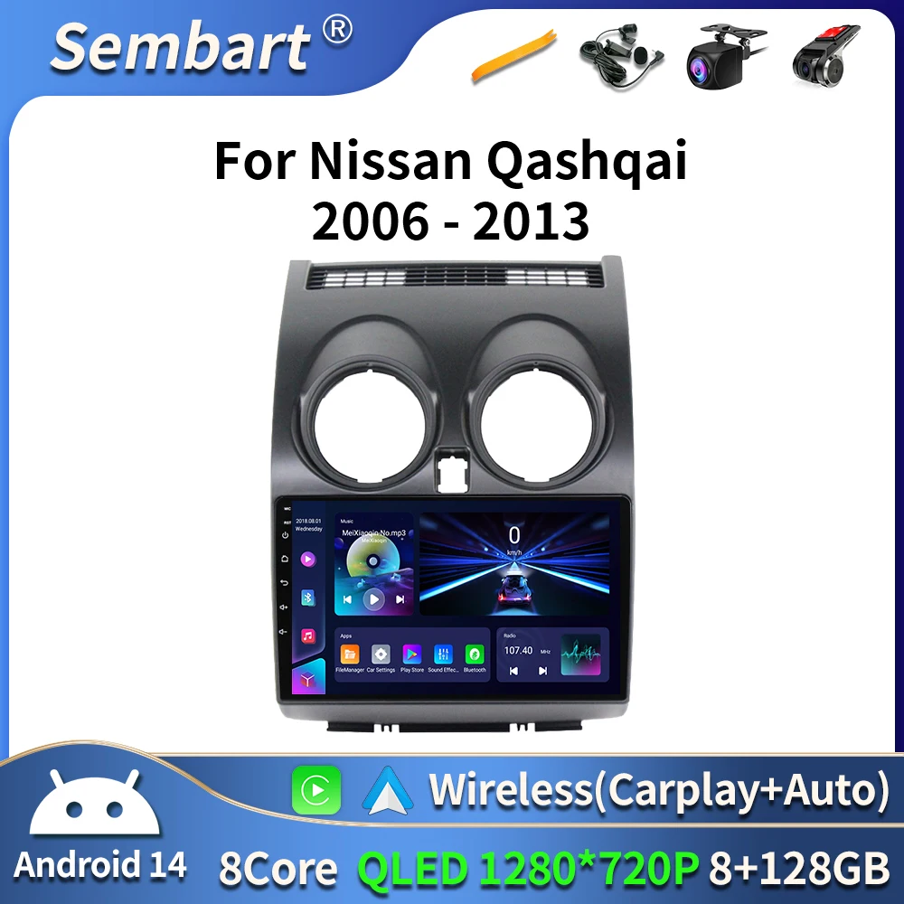

For Nissan Qashqai J10 2006 2007 2008-2013 Android radio AI Voice Wireless CarPlay Android Auto Radio 4G Car Multimedia GPS 2din