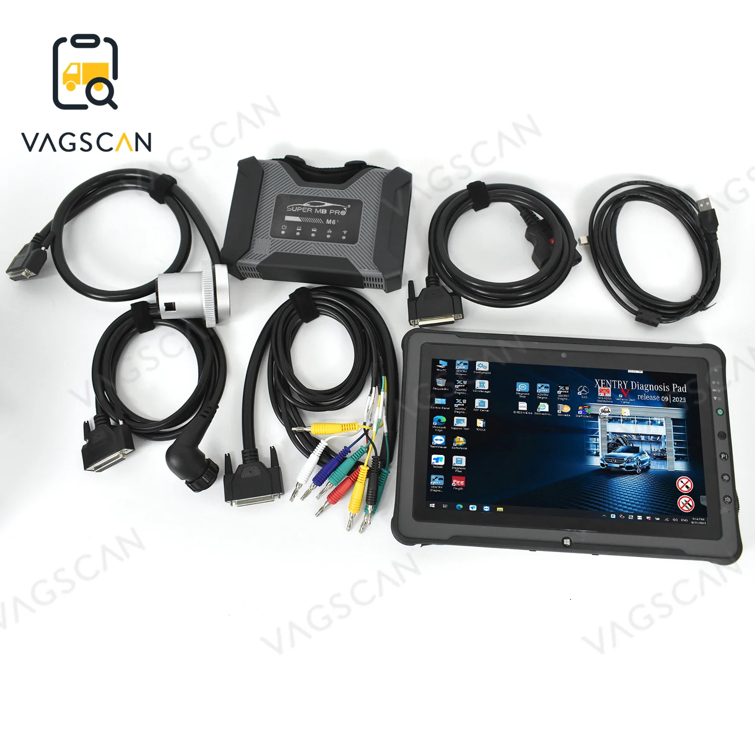 For F110 Tablet PC Super Mb Pro M6+ Wireless Star Diagnosis Tool with Multiplexer + Lan + OBD2 16pin Main Test with SSD