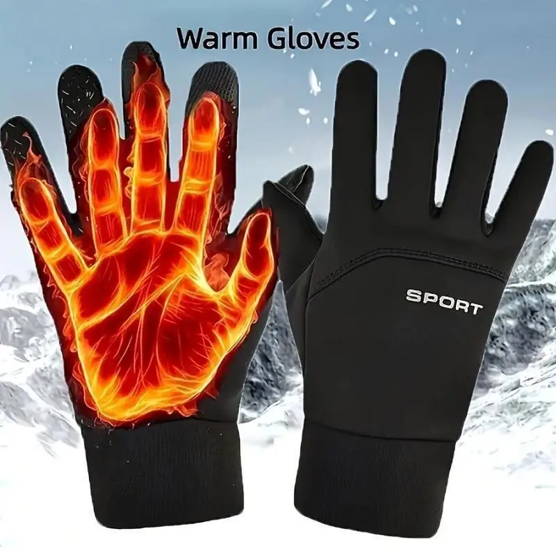 AliExpress NONE Unisex Winter Warm Fleece Gloves, Touchscreen Outdoor Sports Cycling Ski Gloves for Cold Weather