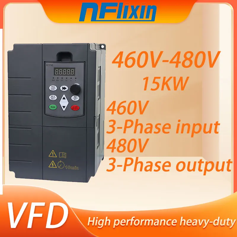 VFD Variable Frequency Converter Inverter 3-Phase Input 460V-480V 5.5-55KW AC Drive for Fan/Pump Speed Controller