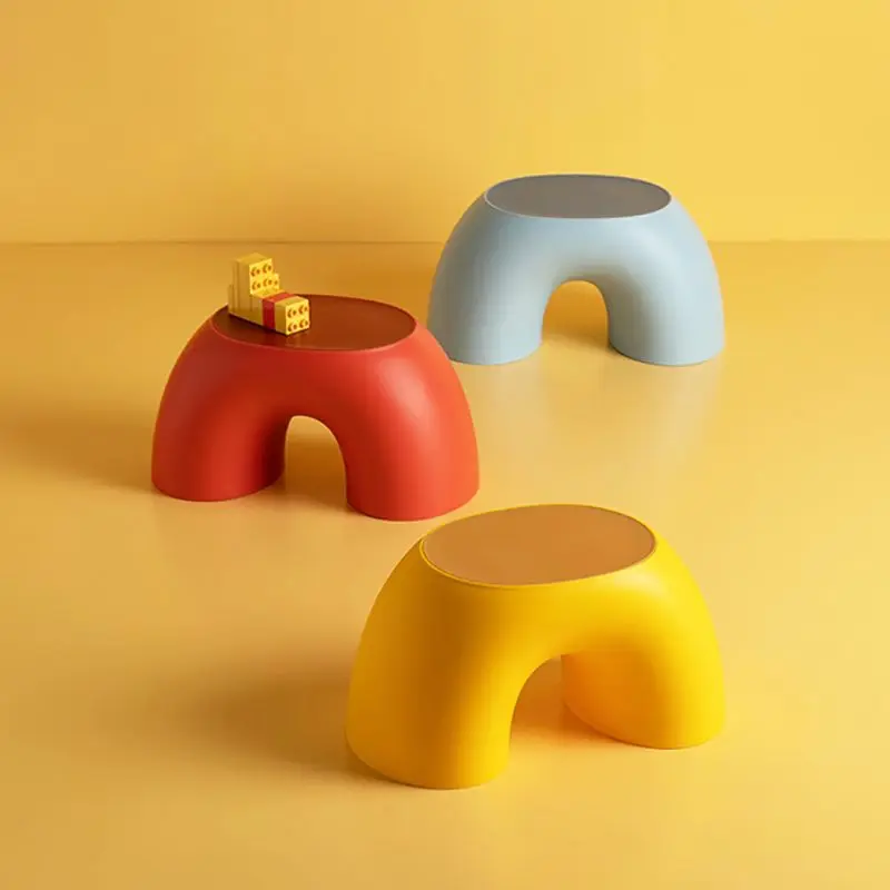 Rainbow Shape Stool Small Bench Learning Stool Plastic Game Seat, Anti-Skid Bathroom Stool Seat, Non-Slip Shoe Changing Stool