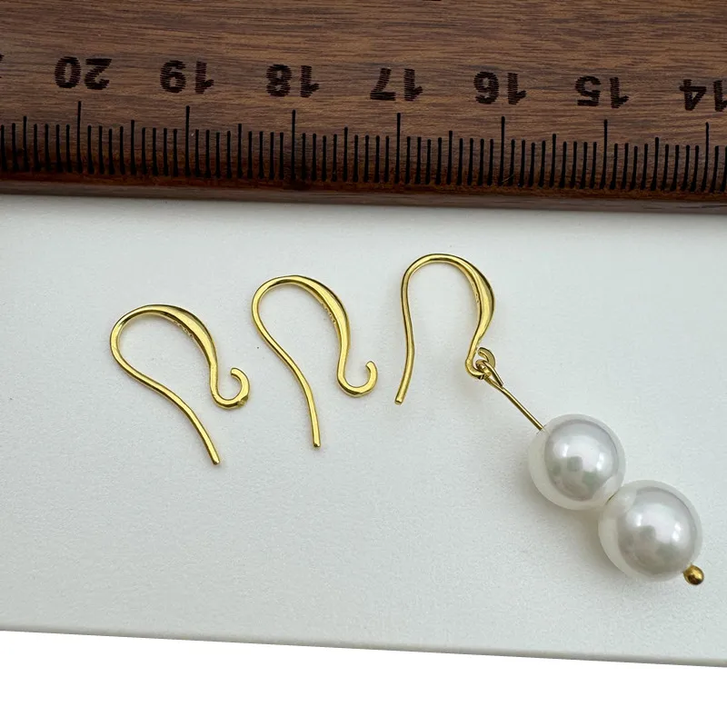 1Pair Solid 925 Sterling Silver Earring Hooks DIY Jewelry 18K Gold Color Accessories Making