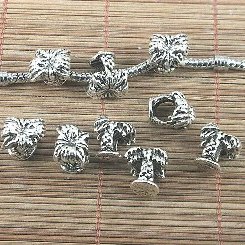 10pcs 11*9mm hole 6mm tibetan silver 2sided coconut tree design Loose beads L0189