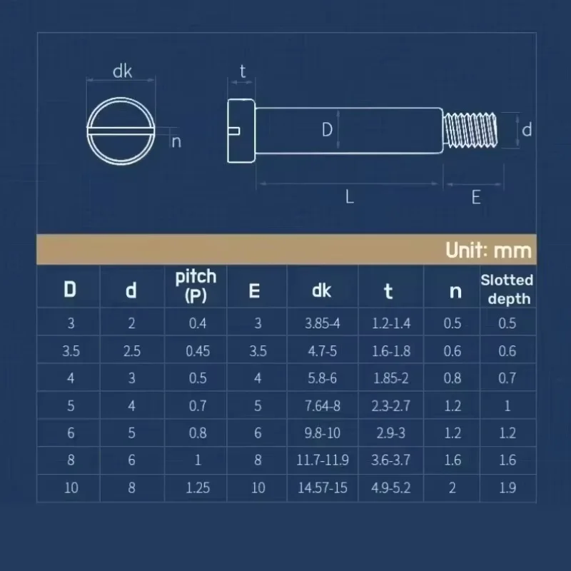 304 Stainless Steel Slotted Plug Positioned Shaft Shoulder Step Screw M1.6 M2 M2.5 M3 M4~M10 Plug Limit Screw Bearing Bolt GB830