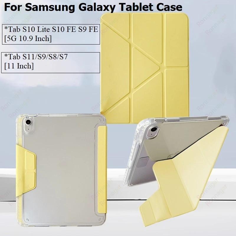 Y-Folding Case for Samsung Galaxy Tab S10 Lite S10 FE S9 FE 5G 10.9 Inch Tab S11 S9 S8 S7 11'' with S Pen Holder Auto Sleep Wake