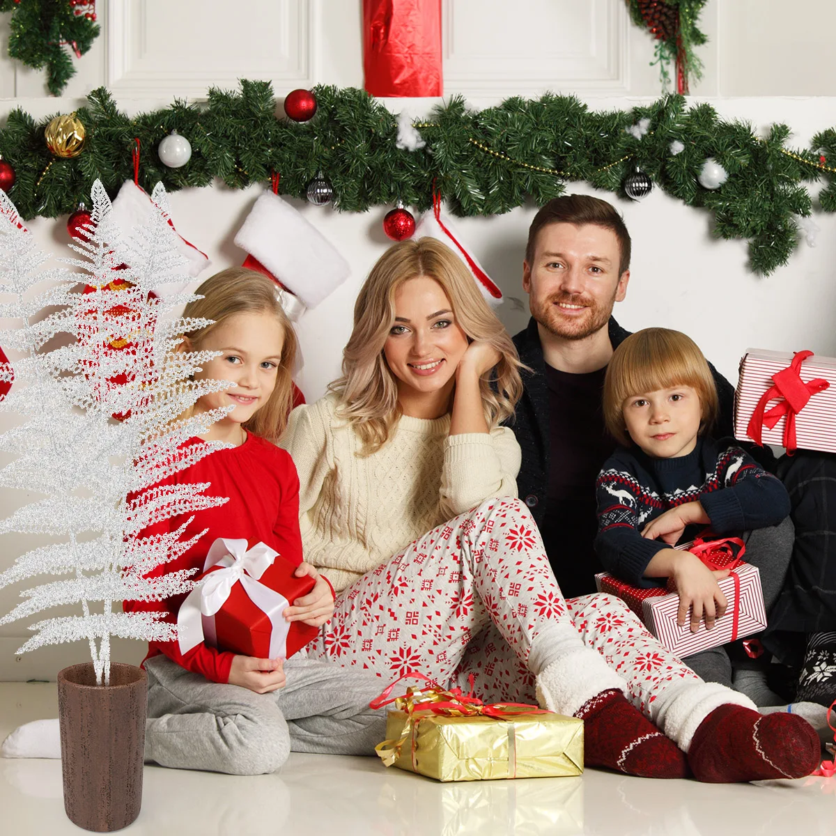 

12pcs Simulation Leaves Artificial Greenery For Home Christmas Decor Balcony Wall Desktop Decoration Silver