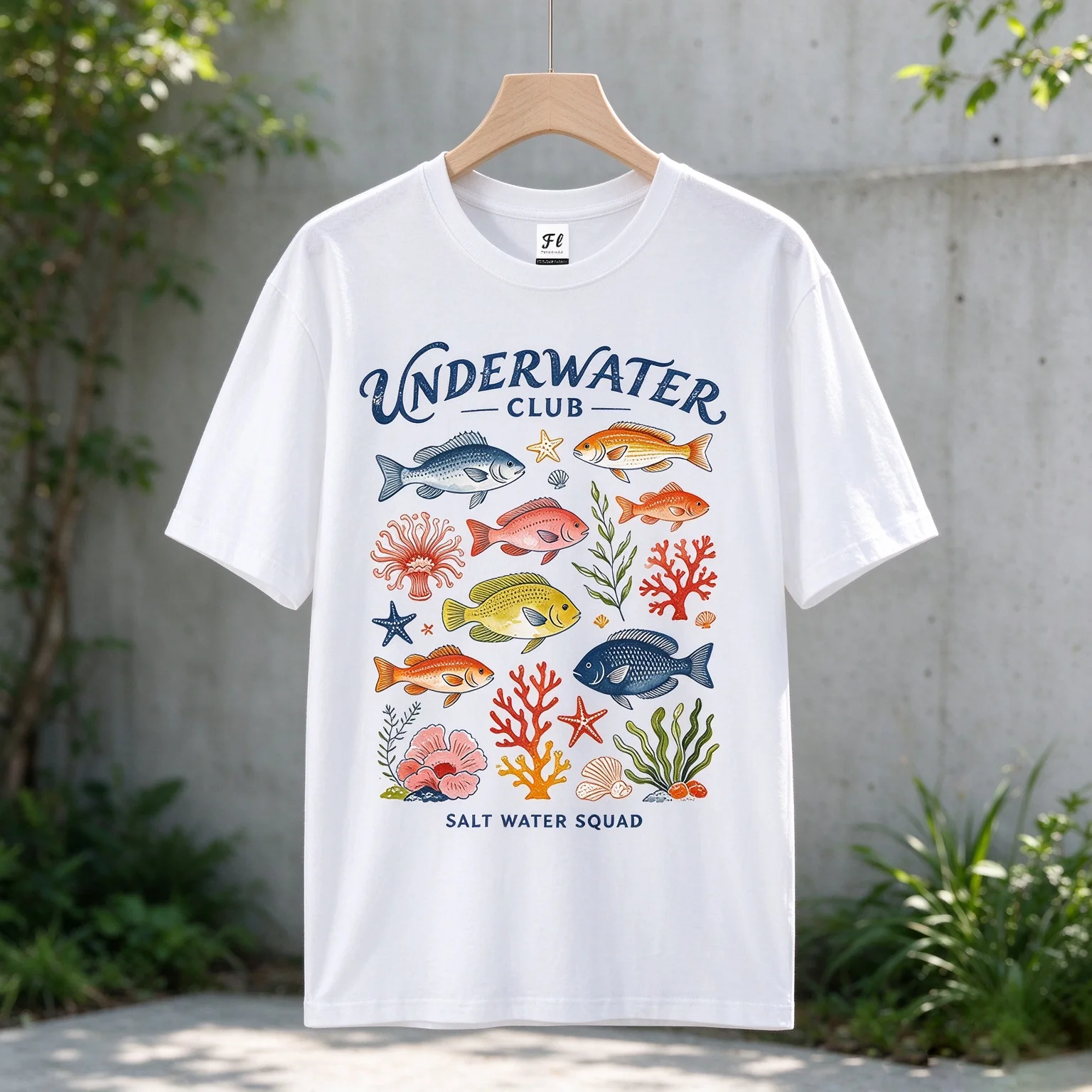 Underwater Club Retro Colorful Tropical Fish Coral Marine Life Graphic Women T Shirt Salt Water Squad Casual Short Sleeve Tops