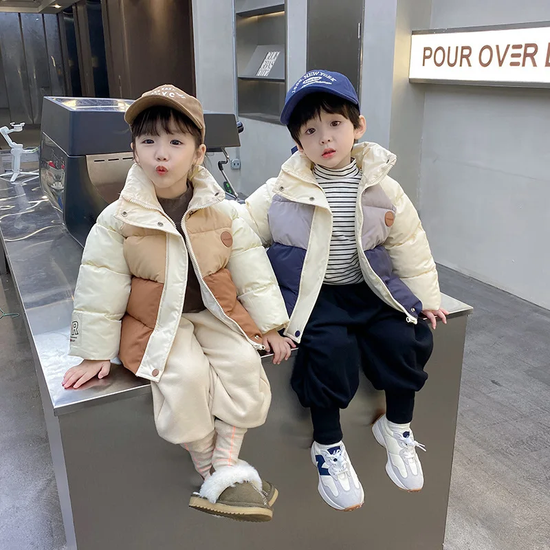 

Children's down jacket 2024 Explosive children's stand collar boys and girls thickened cotton jacket top suitable for 2-8 years