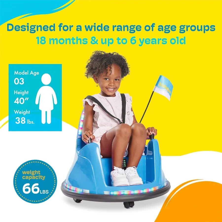 Smart Bumper Car for Toddler & Kids 1.5-6 Years Old, 12V 2-Speeds Electric Ride On Bumping Toy Gifts W/Remote Control, APP Contr