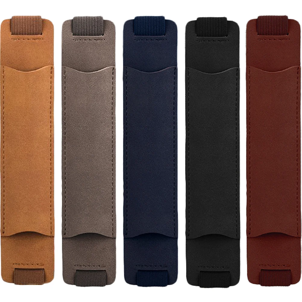 5 Pcs Pen Case Holder with Elastic Band PU Elasticity Convenient Pouch Protective Cover