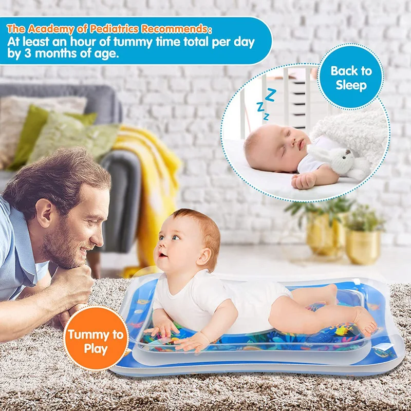 Inflatable Tummy Time Baby Play Mat Infants Water Cushion Early Education Interactive Baby Toys For Toddlers Sensory Development