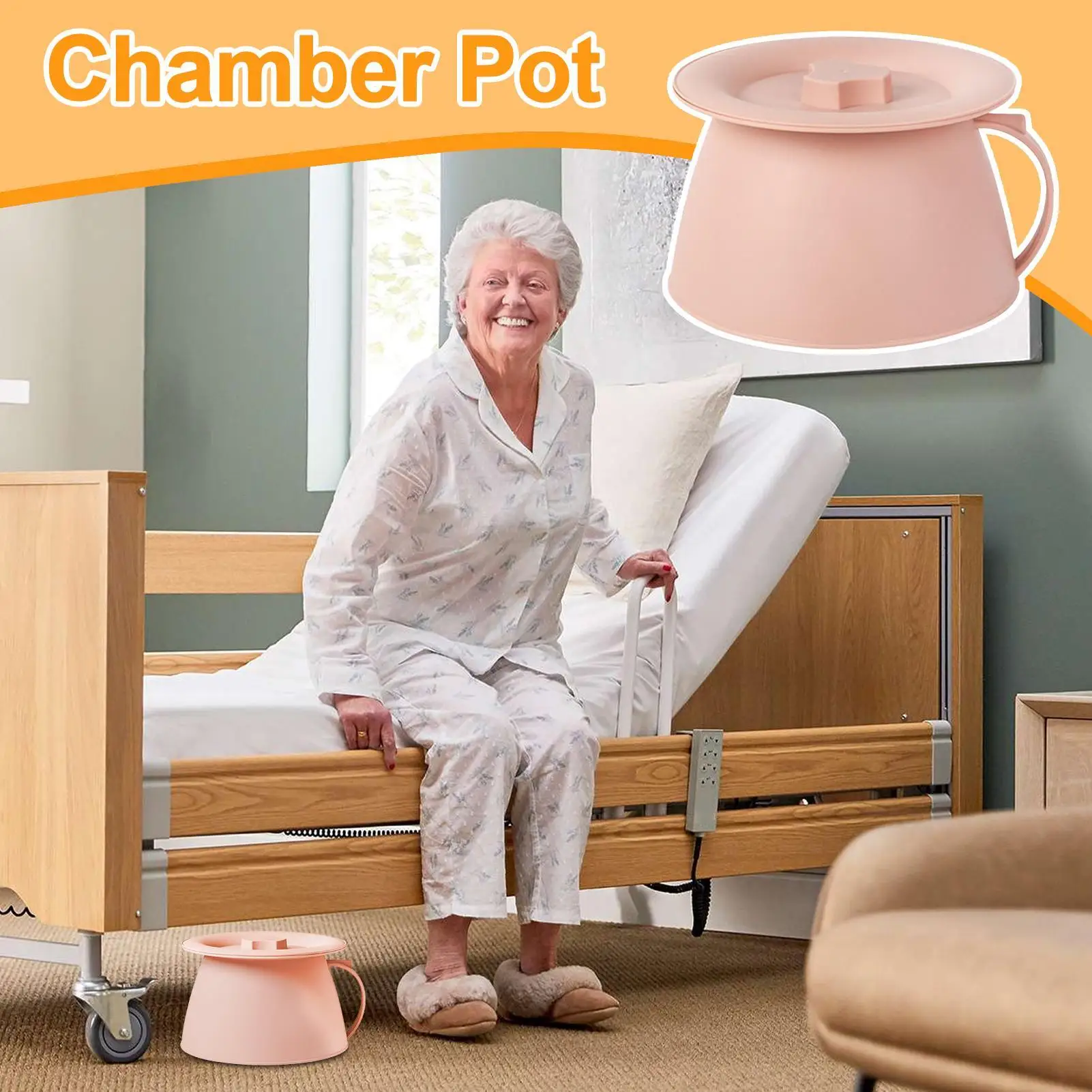 1.5L Portable Urinal Potty with Lid Handle Chamber Pot Bedpan Pee Bucket with safe dust cover for home outdoor travel