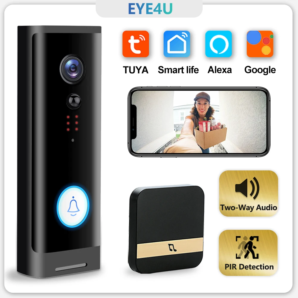 EYE4U Smart WiFi Video Doorbell Camera Visual Intercom With Chime Wireless Home Security Camera Night vision IP Door Bell Tuya