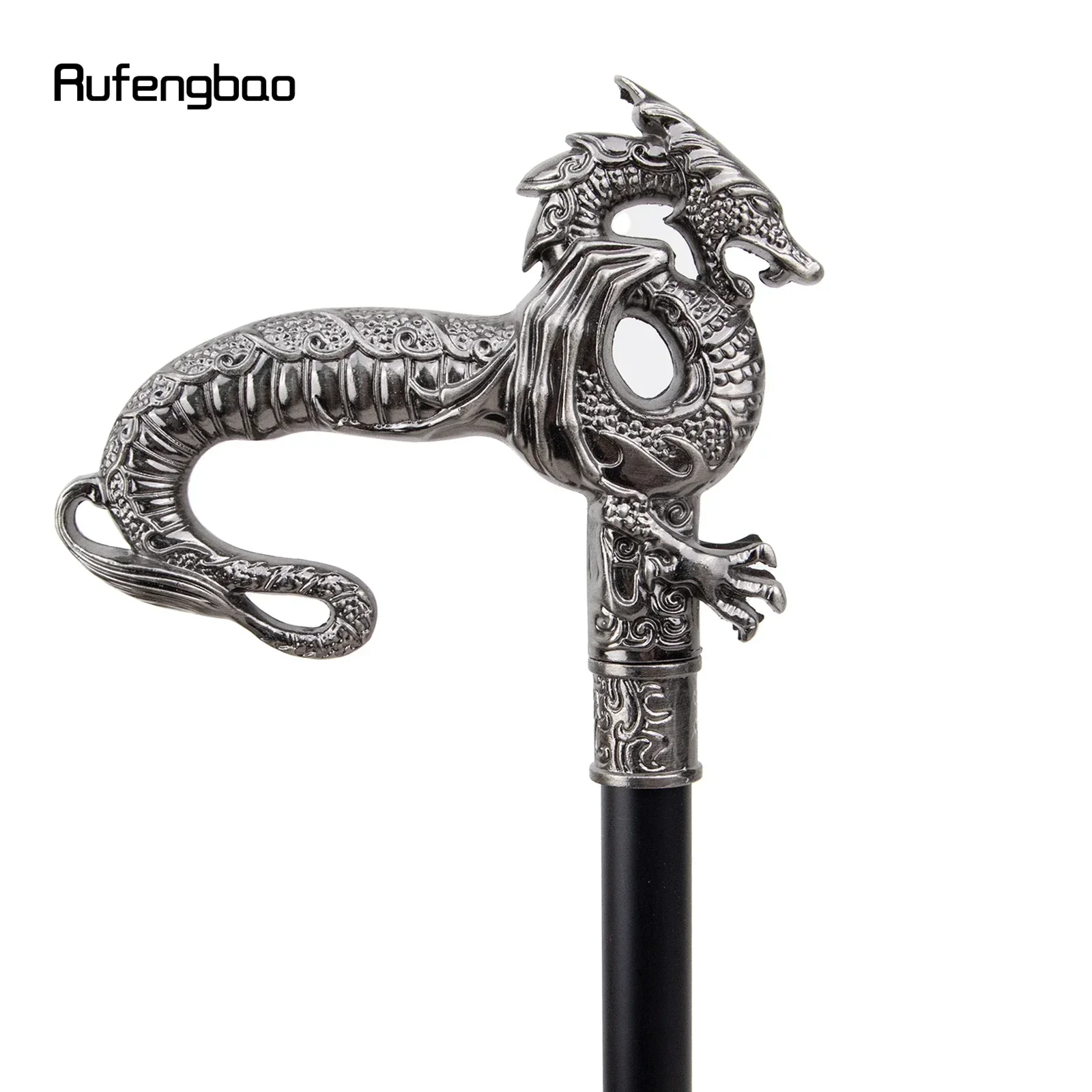 ไม้เท้าเดินแบบเดี่ยวลายมังกรสีเงินสุดหรู สำหรับตกแต่ง คอสเพลย์ งานปาร์ตี้ แฟชั่น ไม้เท้าเดินสำหรับฮาโลวีน ความยาว 93 ซม.