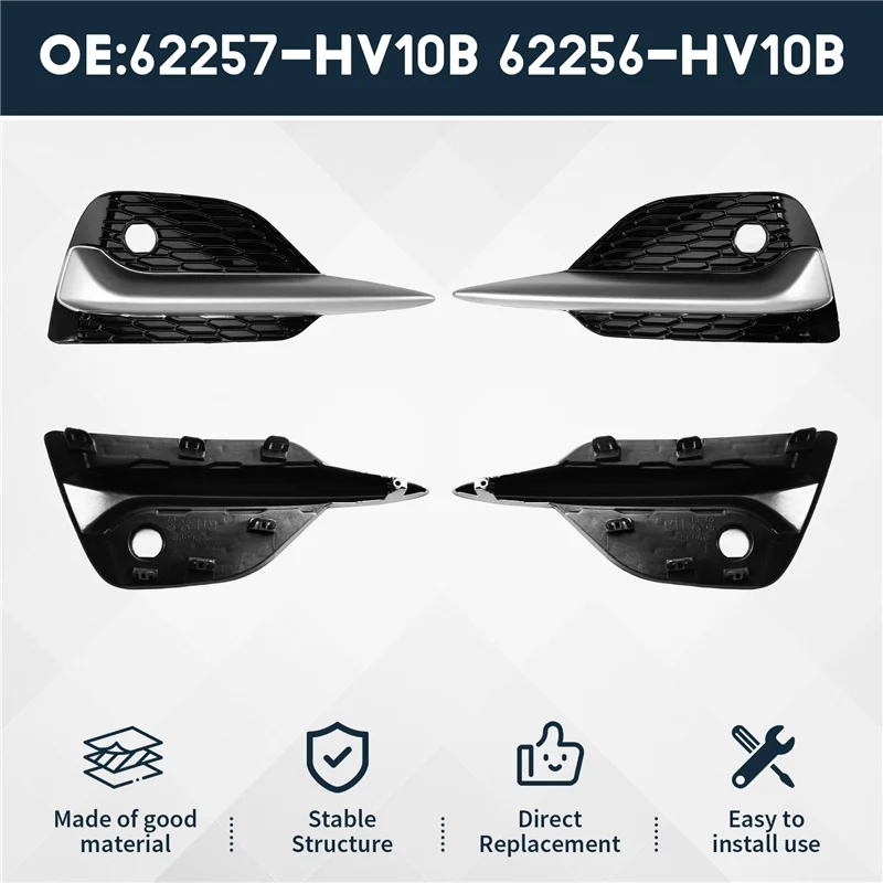 

For Nissan Qashqai J11 2019-2022 62257-HV10B 62256-HV10B Car Front Fog Light Frame Eyelid Eyebrow Cover Trim