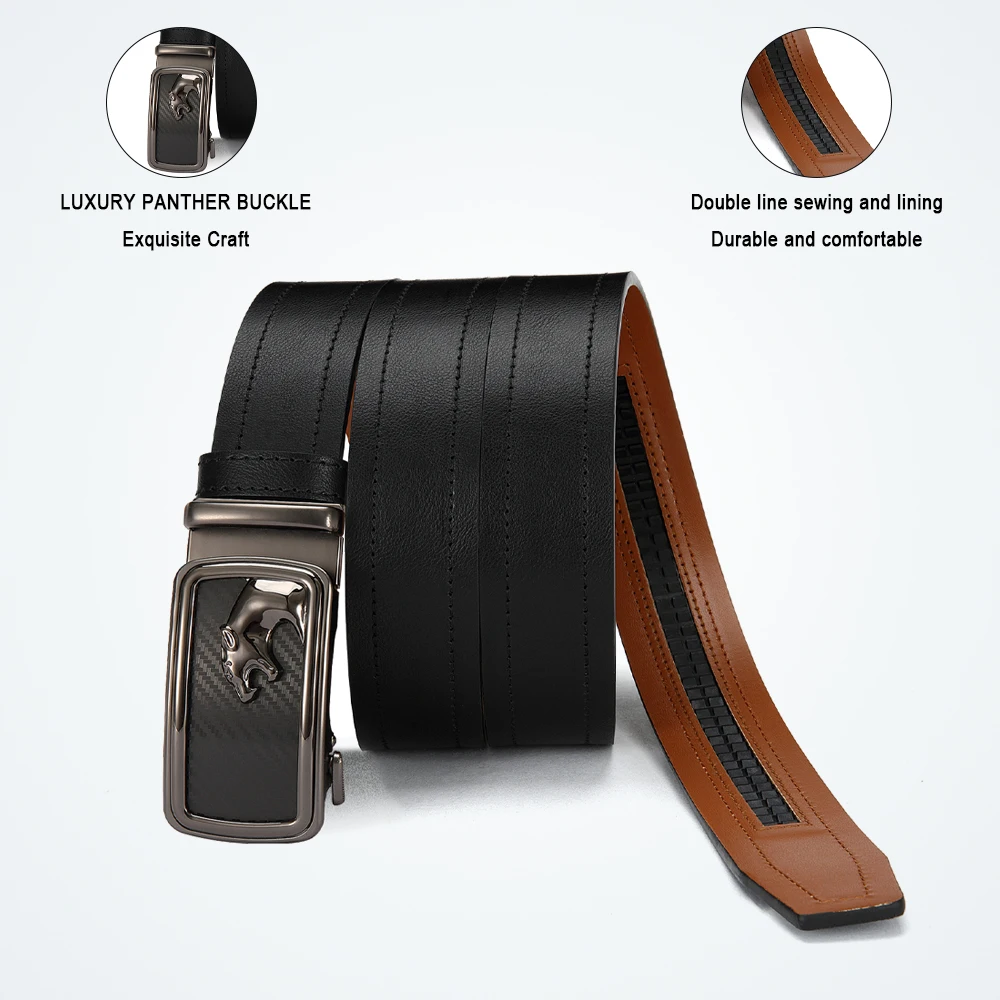 2PCS Men's Leather Belt Men's High-quality Business Belt Automatic Buckle Fashionable Ratchet Belt Can Be Adjusted Freely