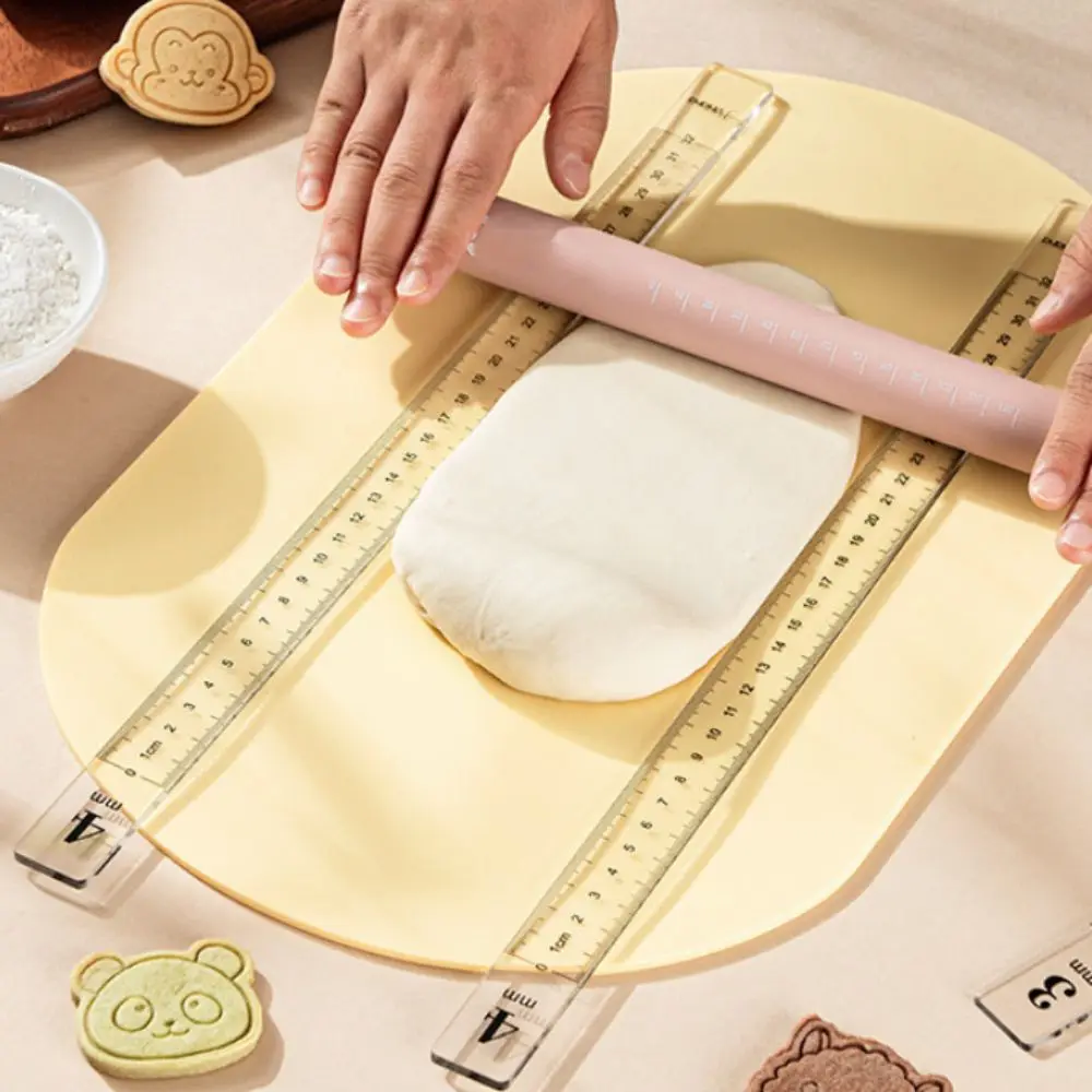 2PCS 3/4/5 MM Baking Leveling Ruler Transparent DIY Cookie Thickness Measuring Ruler Acrylic Rolling Pin Guides Ruler Dough