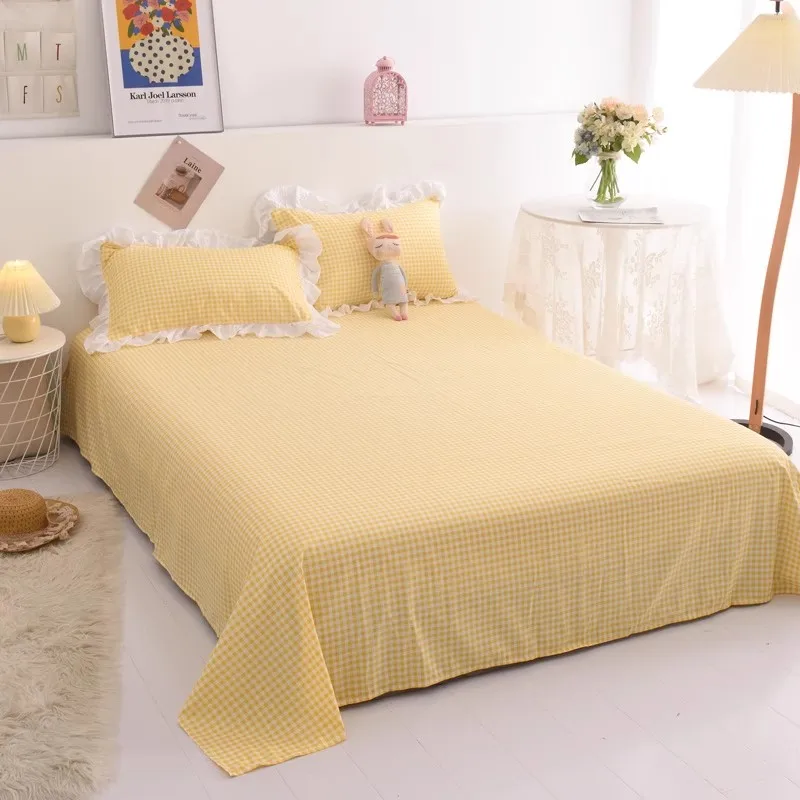 Princess Yellow Plaid Sleeping Pillowcases With Ruffles Minimalist Pillow Cover Pillow Case For Adults Kids Pillow Protectors