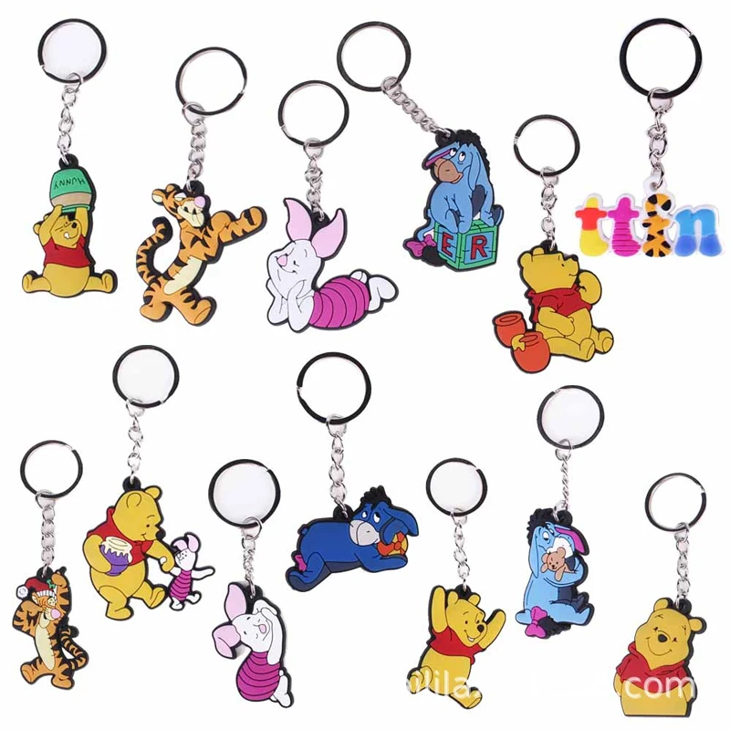 Disney Mickey Mouse Keychain Anime Figure Winnie The Pooh Bag Pendant for Boys Girls Kids Toy Gift